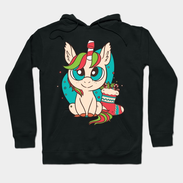 Cute Christmas Unicorn Hoodie by LR_Collections